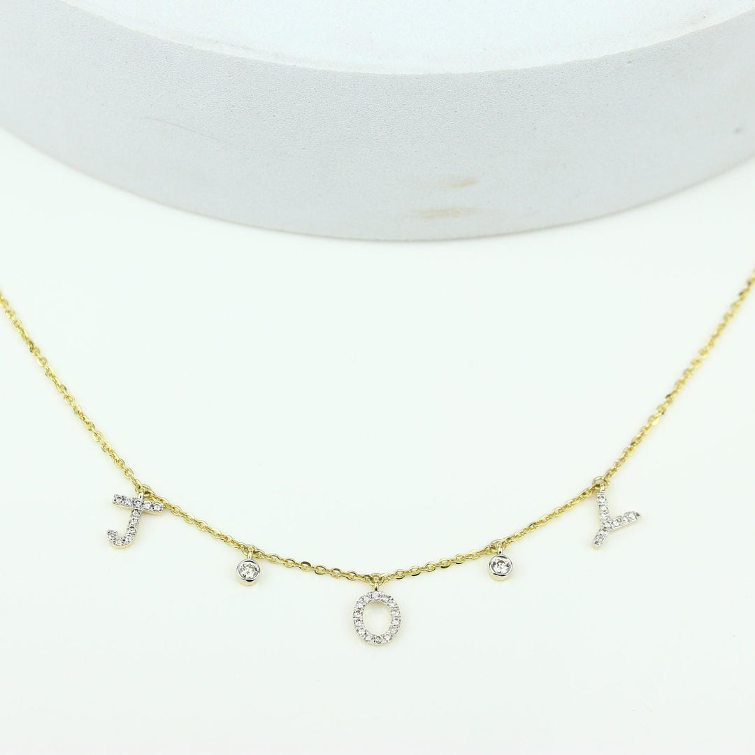 Joy Diamond Necklace In 14k Solid Gold, Natural Diamonds, Inspirational Jewelry, Gift For Her