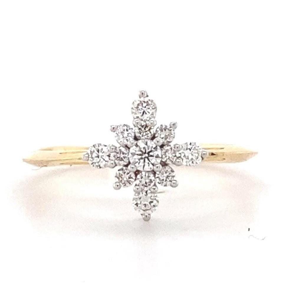 Snowflake Diamond Ring in 14k Solid Gold, Natural Diamonds, , Everyday Jewelry Gift For Her