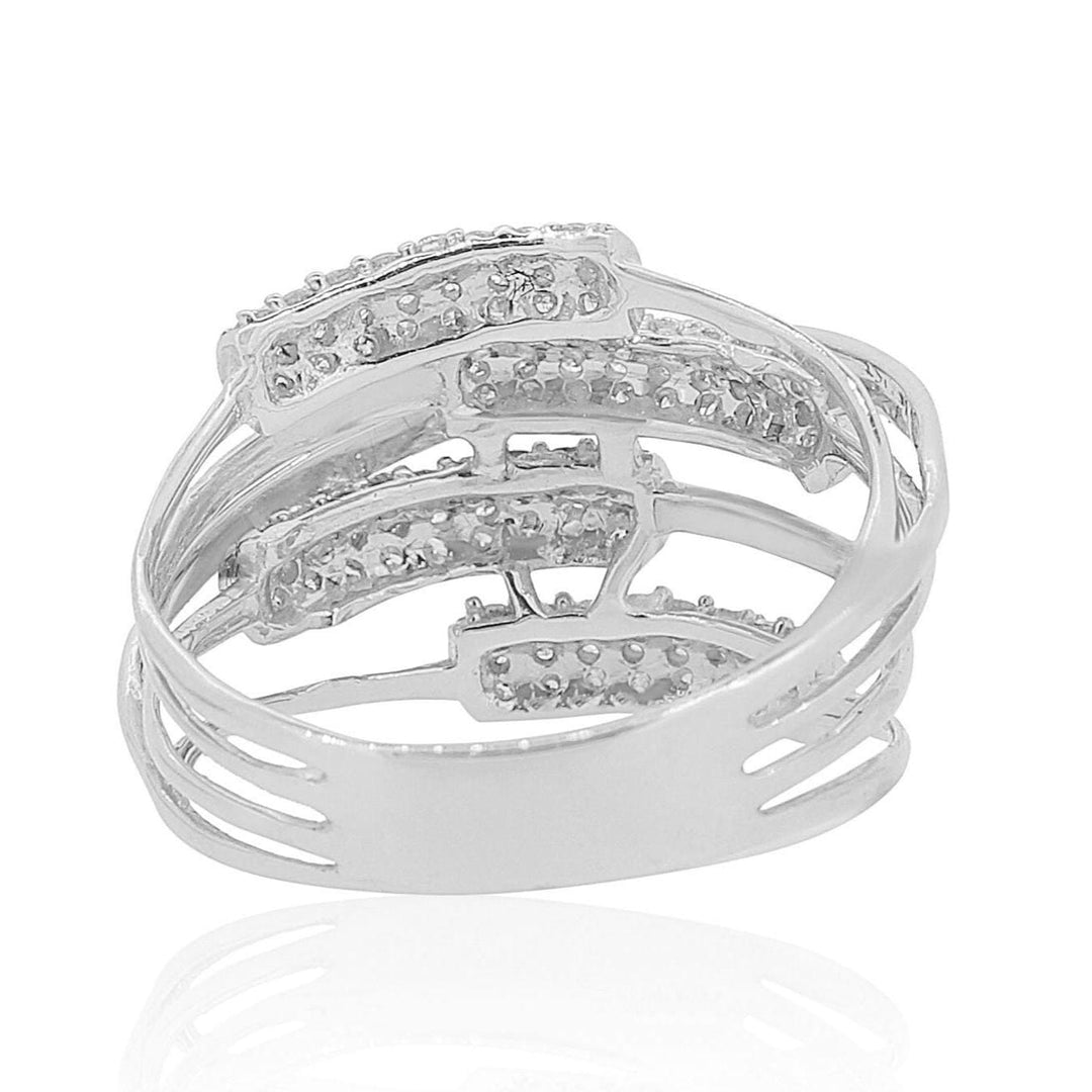 Criss Cross Diamond Ring In 14k Solid Gold Featuring Multiple Thin Gold Lines Ring With Natural Diamonds, Gift For Her