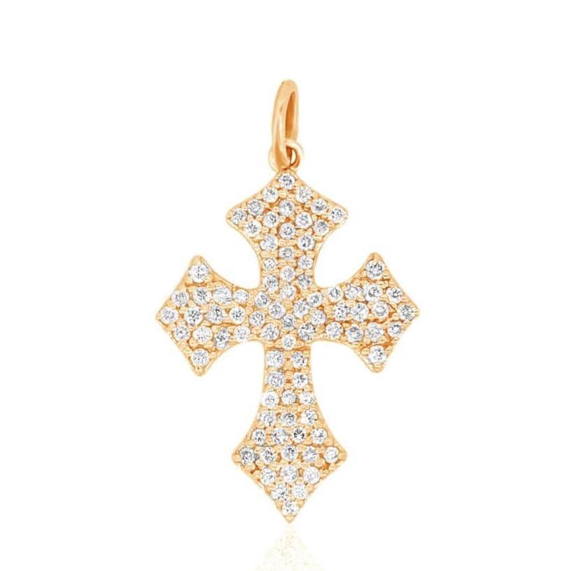 Diamond Cross Pendant in 14k Solid Gold, Natural Diamonds Cross Necklace With Adjustable Chain, Communion Gift For Her
