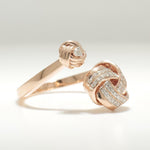 Load image into Gallery viewer, Knots Diamond Ring, 14K Solid Gold, Centre Open Cuff Ring, Natural Diamonds, Statement Jewelry, Gift For Her
