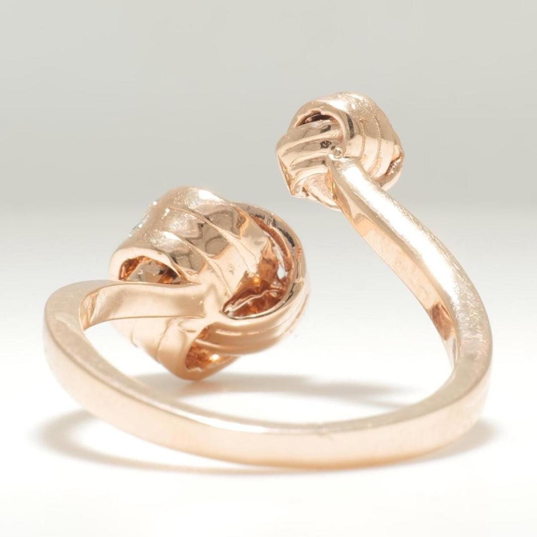 Knots Diamond Ring, 14K Solid Gold, Centre Open Cuff Ring, Natural Diamonds, Statement Jewelry, Gift For Her