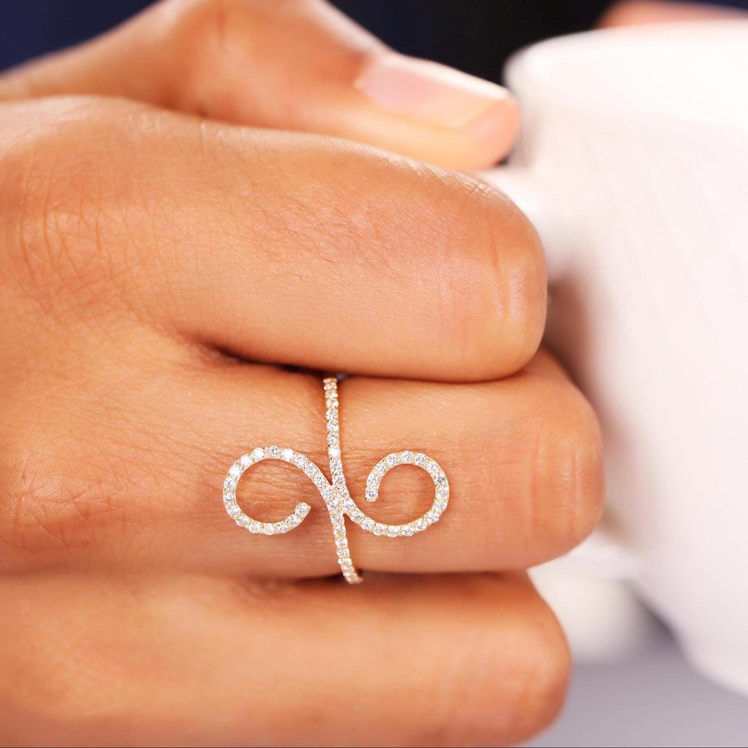 Infinity Diamond Ring, 14k Solid Gold, Natural Diamonds, , Everyday Jewelry Gift For Her