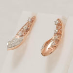 Load image into Gallery viewer, Floral Natural Diamond Studs: 14k Solid Gold Leaf Swirl Statement Earrings, IGI Certified, Ready To Ship
