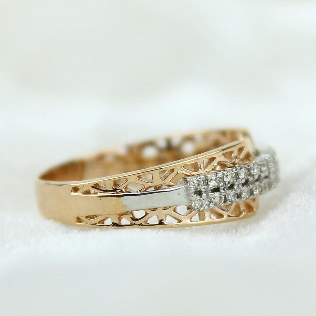 Filigree Diamond Band Ring, 14k Solid Gold, Natural Diamonds, , Everyday Jewelry Gift For Her