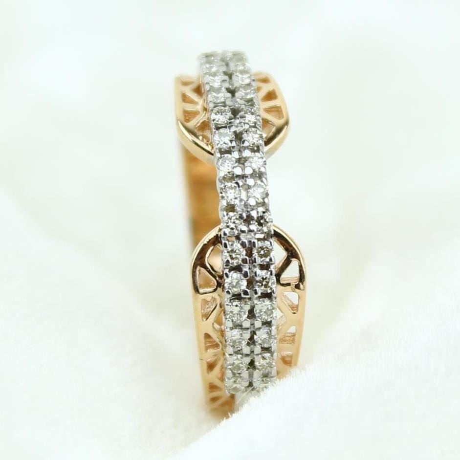 Filigree Diamond Band Ring, 14k Solid Gold, Natural Diamonds, , Everyday Jewelry Gift For Her