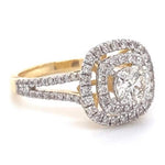 Load image into Gallery viewer, Halo Diamond Engagement Ring, Illusion Setting, 14K Solid Gold, Natural Diamonds, Statement Ring, Gift For Her
