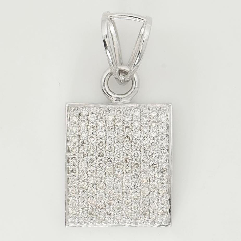 Square Diamond Pendant, 14k Solid Gold, Natural Diamonds, Stackable Everyday Adjustable Necklace, Layering Statement Jewelry, Gift for Her
