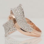 Load image into Gallery viewer, Wave Crossover Diamond Ring, 14k Solid Gold, Natural Diamonds, Two-Toned Pave Ring, Cocktail Statement Jewelry, Gift For Her
