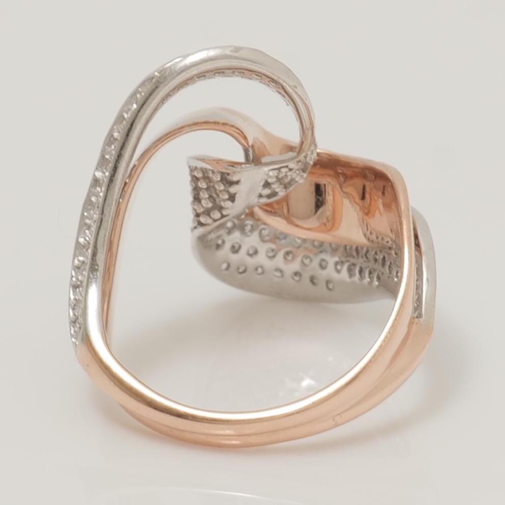 Wave Crossover Diamond Ring, 14k Solid Gold, Natural Diamonds, Two-Toned Pave Ring, Cocktail Statement Jewelry, Gift For Her