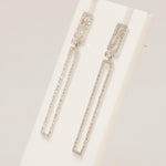 Load image into Gallery viewer, Rectangle Dangle Diamond Earrings, 14k Solid Gold, Long Drop Earrings, Natural Diamonds, Bridal Statement Jewelry, Gift For Her
