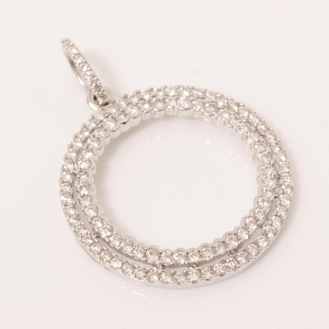 Circle Loop Pendant Necklace, 14k Solid Gold, Natural Diamond, Round Halo Frame Charm, Stackable Pendant, Minimalist Jewelry, Gift for Her