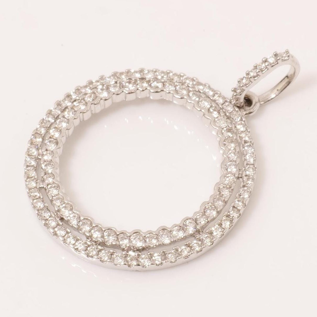 Circle Loop Halo Natural Diamond Pendant, 14k Solid Gold Stackable Minimalist Necklace, Certified Jewelry