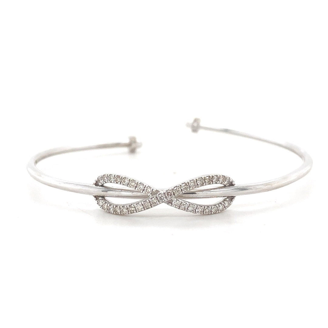 Infinity Diamond Cuff Bracelet, 14K Solid Gold, Natural Diamonds, Everyday Jewelry, Open Bangle Bracelet,  Statement Jewelry, Gift for Her