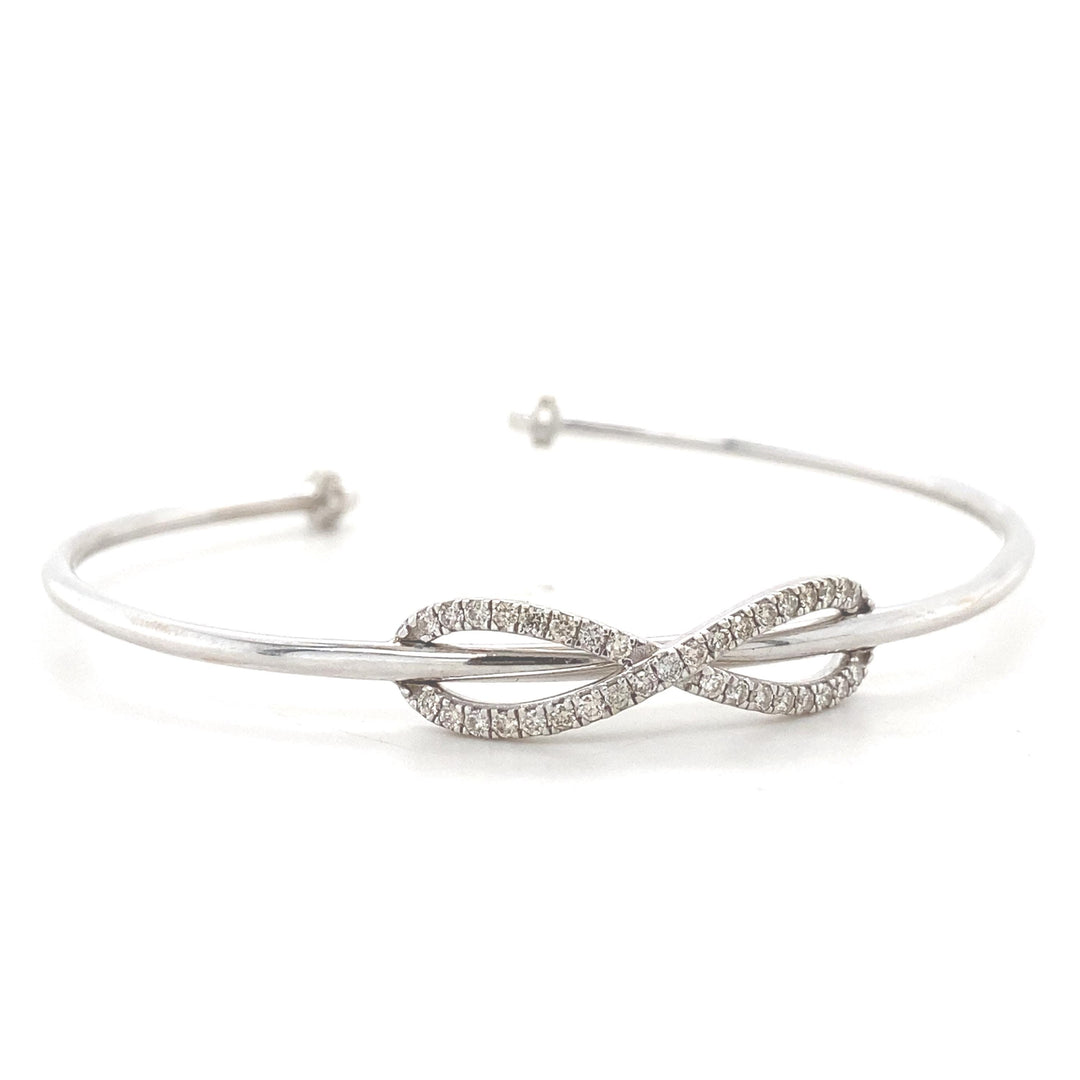 Infinity Diamond Cuff Bracelet, 14K Solid Gold, Natural Diamonds, Everyday Jewelry, Open Bangle Bracelet,  Statement Jewelry, Gift for Her