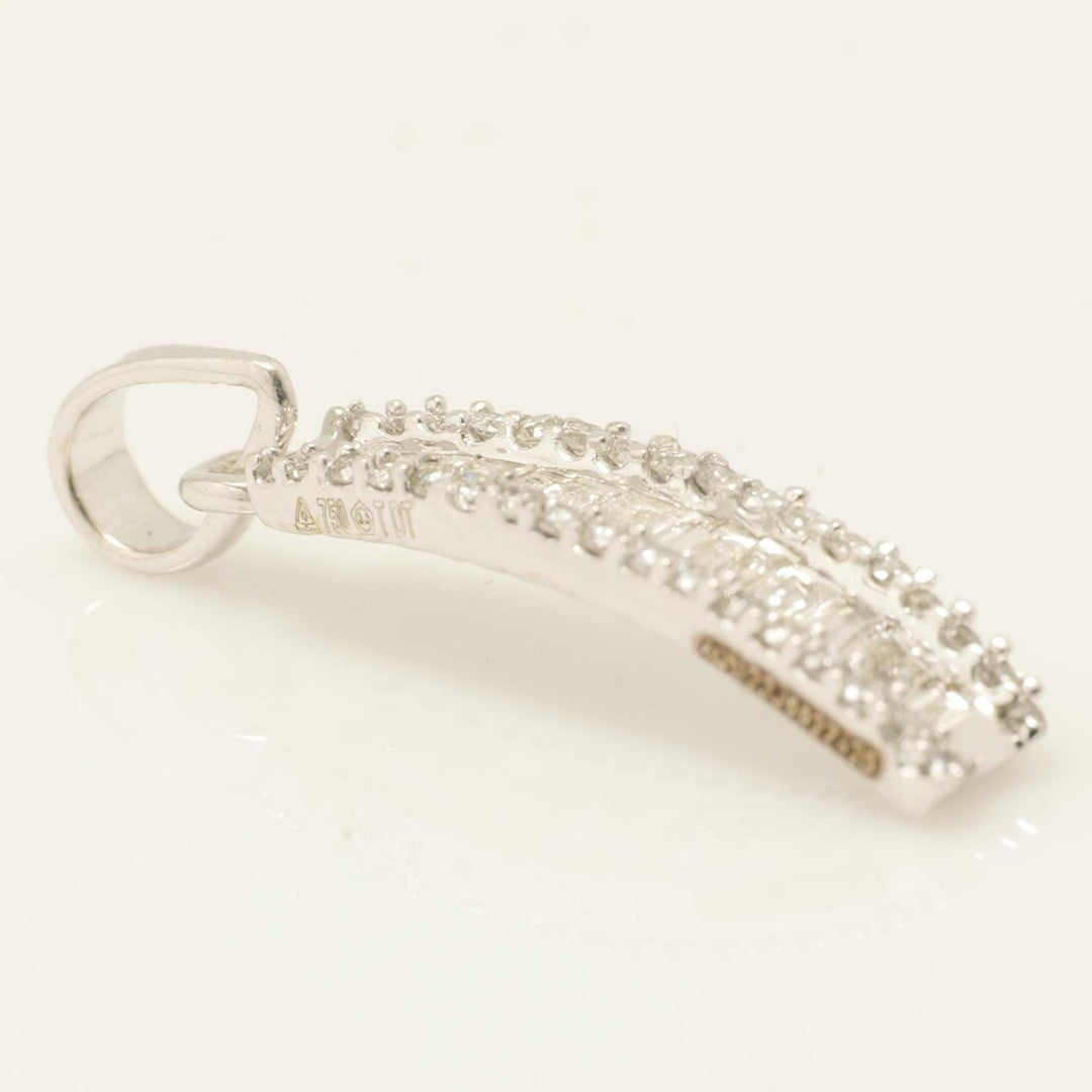 Bar Diamond Pendant, 14k Solid Gold, Baguette and Round Natural Diamonds, Modern Stacking Chain Charm, Minimalist Jewelry, Gift for Her