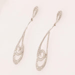 Load image into Gallery viewer, Teardrop Dangle Diamond Earrings, 14k Solid Gold, Swirl Drop Diamond Earrings, Natural Diamonds, Bridal Statement Earrings, Gift For Her
