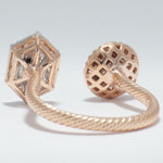 Load image into Gallery viewer, Hexagonal Open Cuff Diamond Ring, 14K Solid Gold, Natural Diamond, Geometric Cocktail Enamel Ring, Dual Tone Statement Jewelry, Gift For Her
