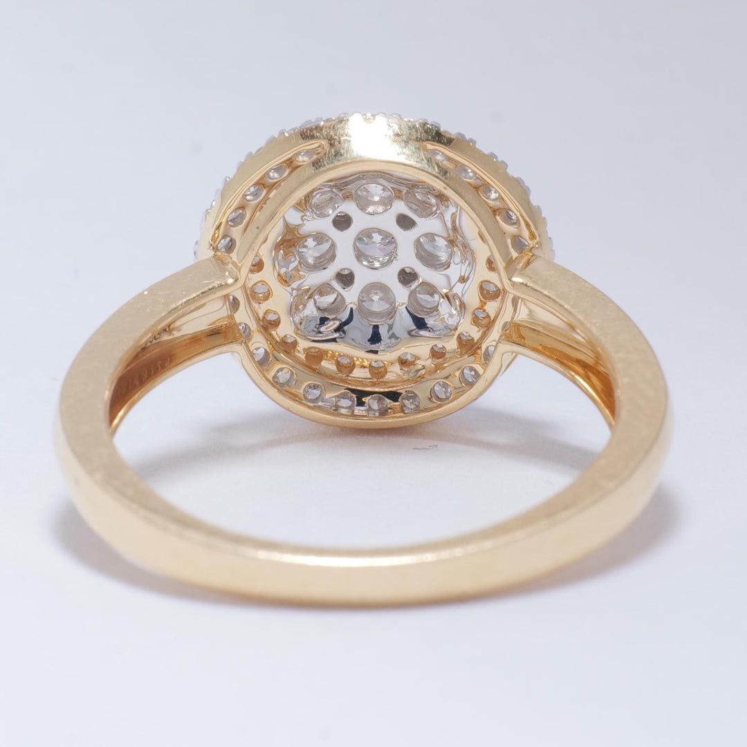 Clustered Diamond Ring, 14k Solid Gold, Encircled Flower Design, Natural Diamonds, Dual tone Ring, Engagement Statement Ring, Gift For Her