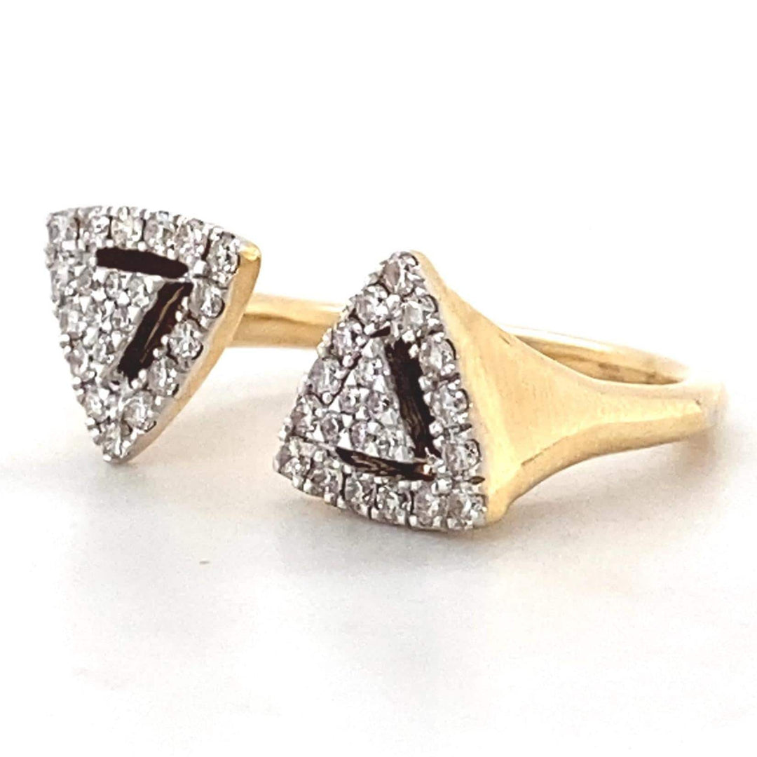Halo Triangle Diamond Ring, 14K Solid Gold, Open Cuff Ring, Natural Diamonds, Statement Cocktail Ring, Gift for Her Gift For Her