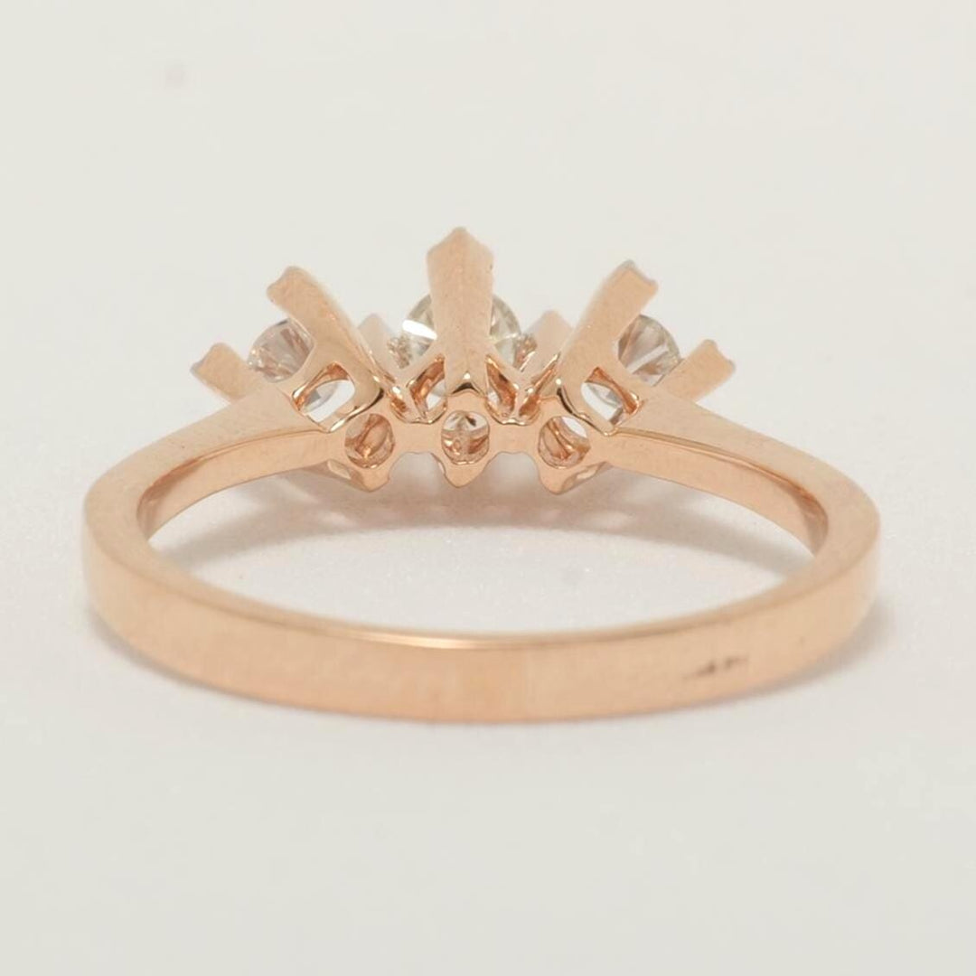 Three Stone Natural Diamond Wedding Ring: 14K Solid Gold Minimalist Band Jewellery, Certified Jewelry