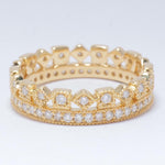 Load image into Gallery viewer, Crown Natural Diamond Eternity Band Ring: 14k Solid Gold Regal Stackable Jewellery, Certified Jewelry
