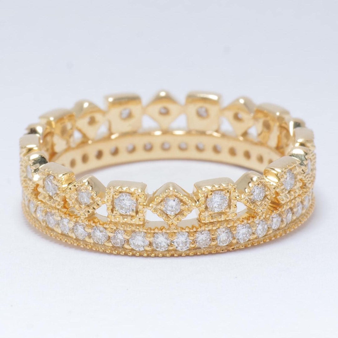 Crown Diamond Ring, 14k Solid Gold, Eternity Band Ring, Natural Diamonds, Regal Stackable Ring, Proposal Ring, Gift For Her