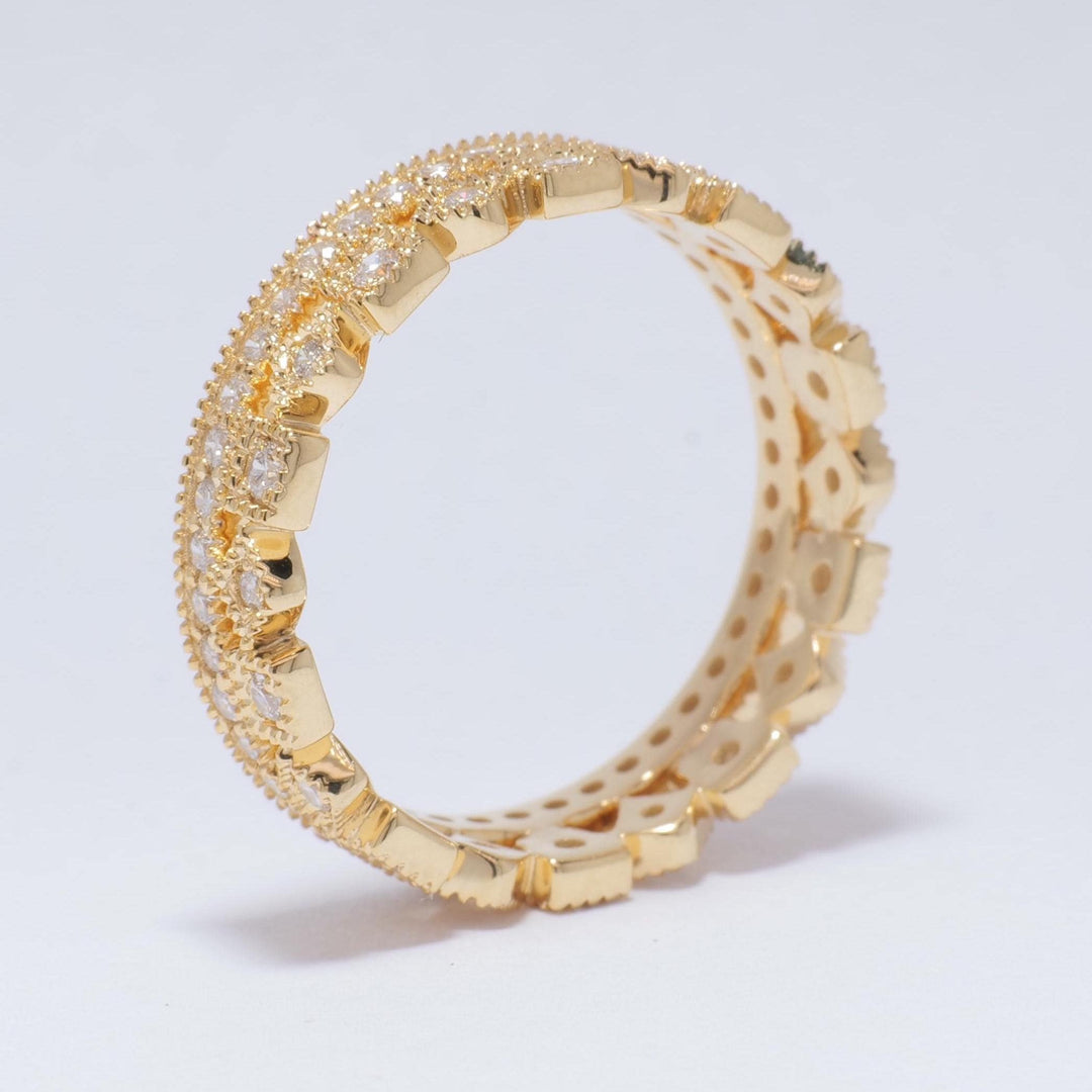 Crown Diamond Ring, 14k Solid Gold, Eternity Band Ring, Natural Diamonds, Regal Stackable Ring, Proposal Ring, Gift For Her