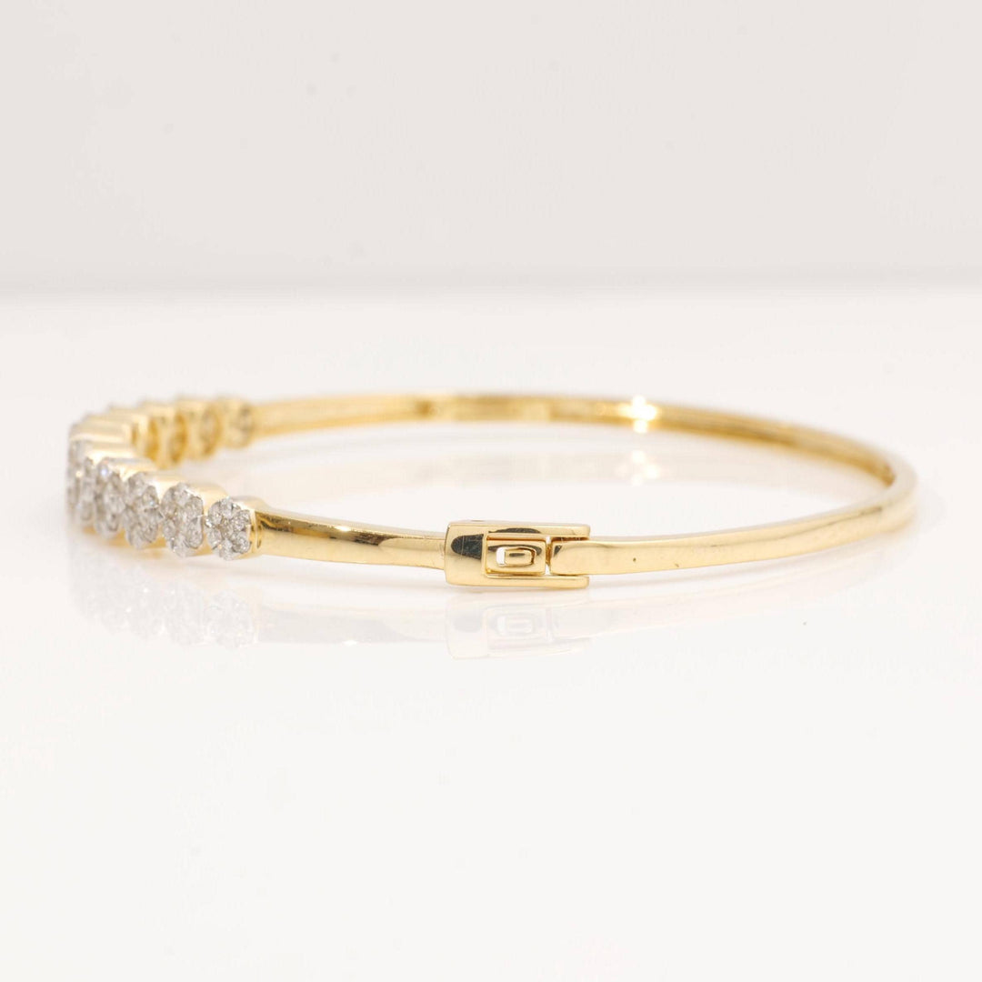 Flower Cluster Cuff Bracelet, 14k Solid Gold, Natural Diamonds, Illusion Stackable Cuff, Statement  Everyday Jewelry