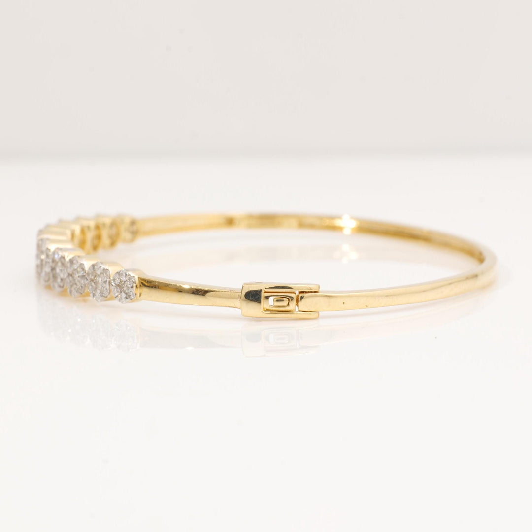 Flower Cluster Cuff Bracelet, 14k Solid Gold, Natural Diamonds, Illusion Stackable Cuff, Statement  Everyday Jewelry