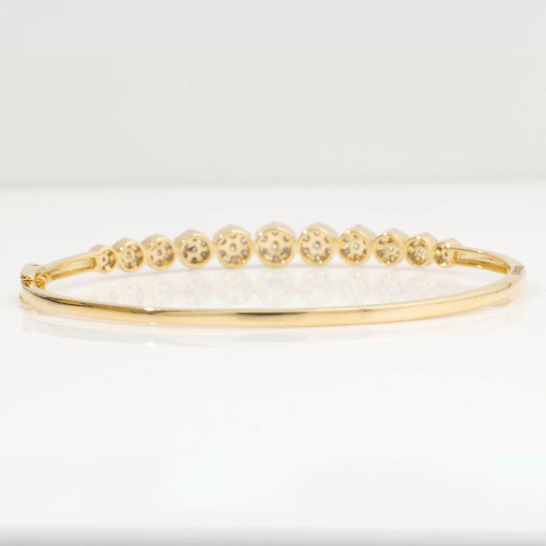 Flower Cluster Cuff Bracelet, 14k Solid Gold, Natural Diamonds, Illusion Stackable Cuff, Statement  Everyday Jewelry