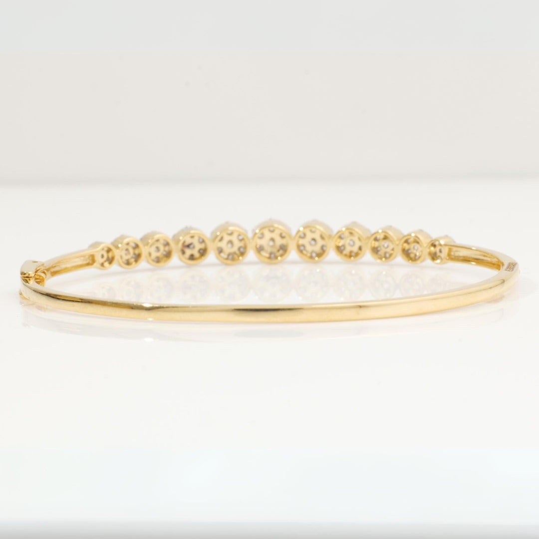 Flower Cluster Cuff Bracelet, 14k Solid Gold, Natural Diamonds, Illusion Stackable Cuff, Statement  Everyday Jewelry