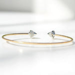 Load image into Gallery viewer, Cone End Diamond Bracelet, 14K Solid Gold, Natural Diamonds, Dual Tone Open Cuff, Geometric Statement Bracelet, Minimalist Stacking Jewelry
