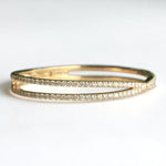 Load image into Gallery viewer, Crossover Wide Natural Diamond Bracelet: 14k Solid Gold Stackable Statement Bangle Jewellery, Certified Jewelry
