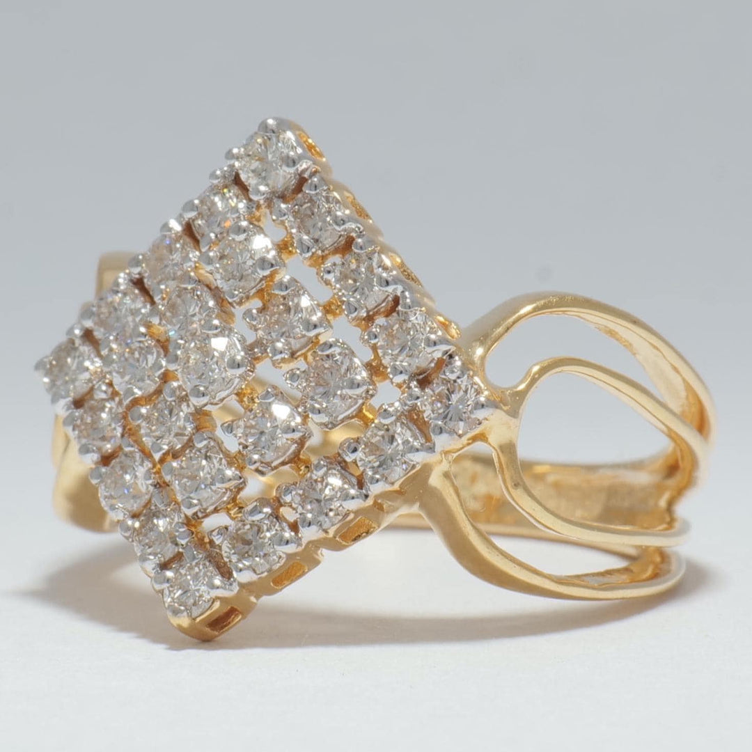 Halo Square Natural Diamond Bridal Ring: 14K Solid Gold Geometric Promise Jewellery, Certified Jewelry