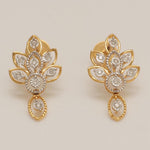 Load image into Gallery viewer, Floral Diamond Drop Earrings, 14k Solid Gold, Natural Diamonds, Illusion Set, Leaf Design, Dangle Earrings, Statement Jewelry, Gift for Her
