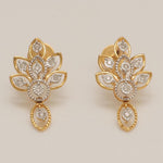 Load image into Gallery viewer, Floral Diamond Drop Earrings, 14k Solid Gold, Natural Diamonds, Illusion Set, Leaf Design, Dangle Earrings, Statement Jewelry, Gift for Her
