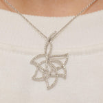 Load image into Gallery viewer, Floral Diamond Pendant, 14k Solid Gold, Natural Diamond, Openwork Chain Necklace , Stackable Leaf Pendant, Minimalist Jewelry, Gift for Her
