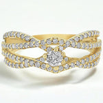 Load image into Gallery viewer, Criss Cross Solitaire Engagement Ring, 14k Solid Gold, Natural Diamonds, Twisted Band Statement Ring, Wedding Bridal Ring, Gift For Her
