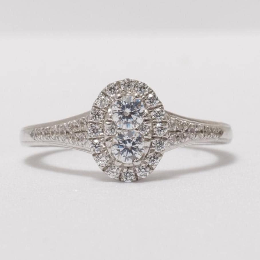 Oval Halo Diamond  Ring, 14k Solid Gold, Natural Diamonds, Engagement Bridal Ring, Cluster Statement Promise Ring, Gift For Her