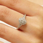 Load image into Gallery viewer, Oval Halo Diamond  Ring, 14k Solid Gold, Natural Diamonds, Engagement Bridal Ring, Cluster Statement Promise Ring, Gift For Her
