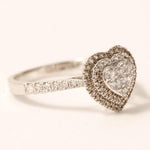 Load image into Gallery viewer, Heart Natural Diamond Cluster Proposal Ring: 14k Solid Gold Double Halo Promise Jewellery, Certified Jewelry
