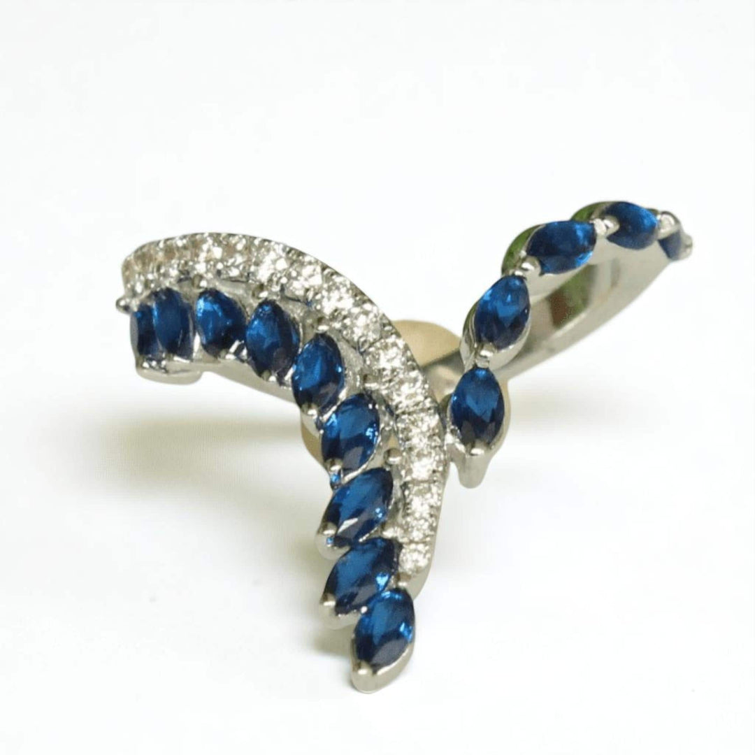 Blue Sapphire Diamond Ring In 14k Solid Gold, Birthstone Ring With Natural Diamonds, Gift for Women, Gemstone Jewelry Gift For Her