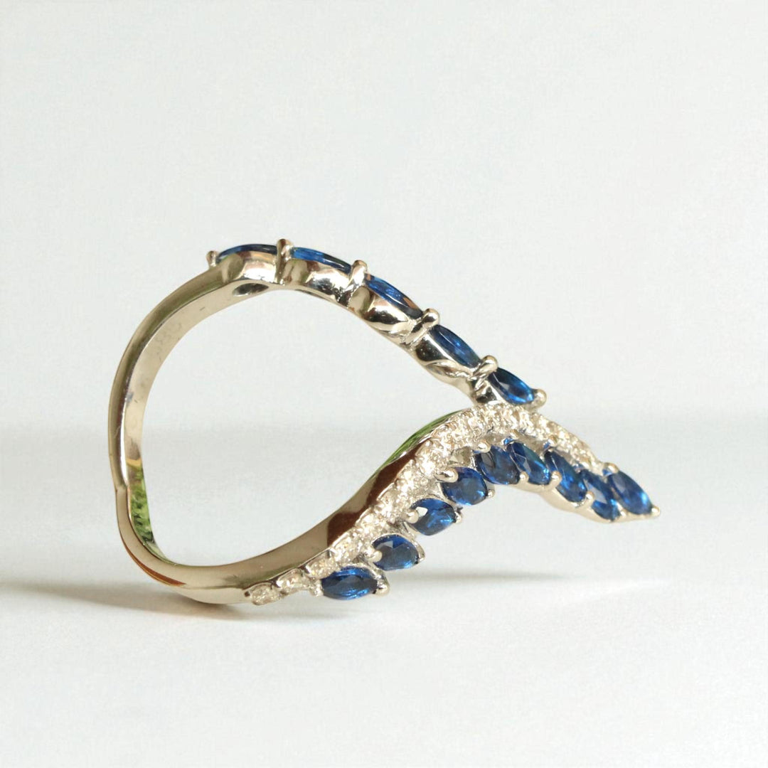 Blue Sapphire Diamond Ring In 14k Solid Gold, Birthstone Ring With Natural Diamonds, Gift for Women, Gemstone Jewelry Gift For Her