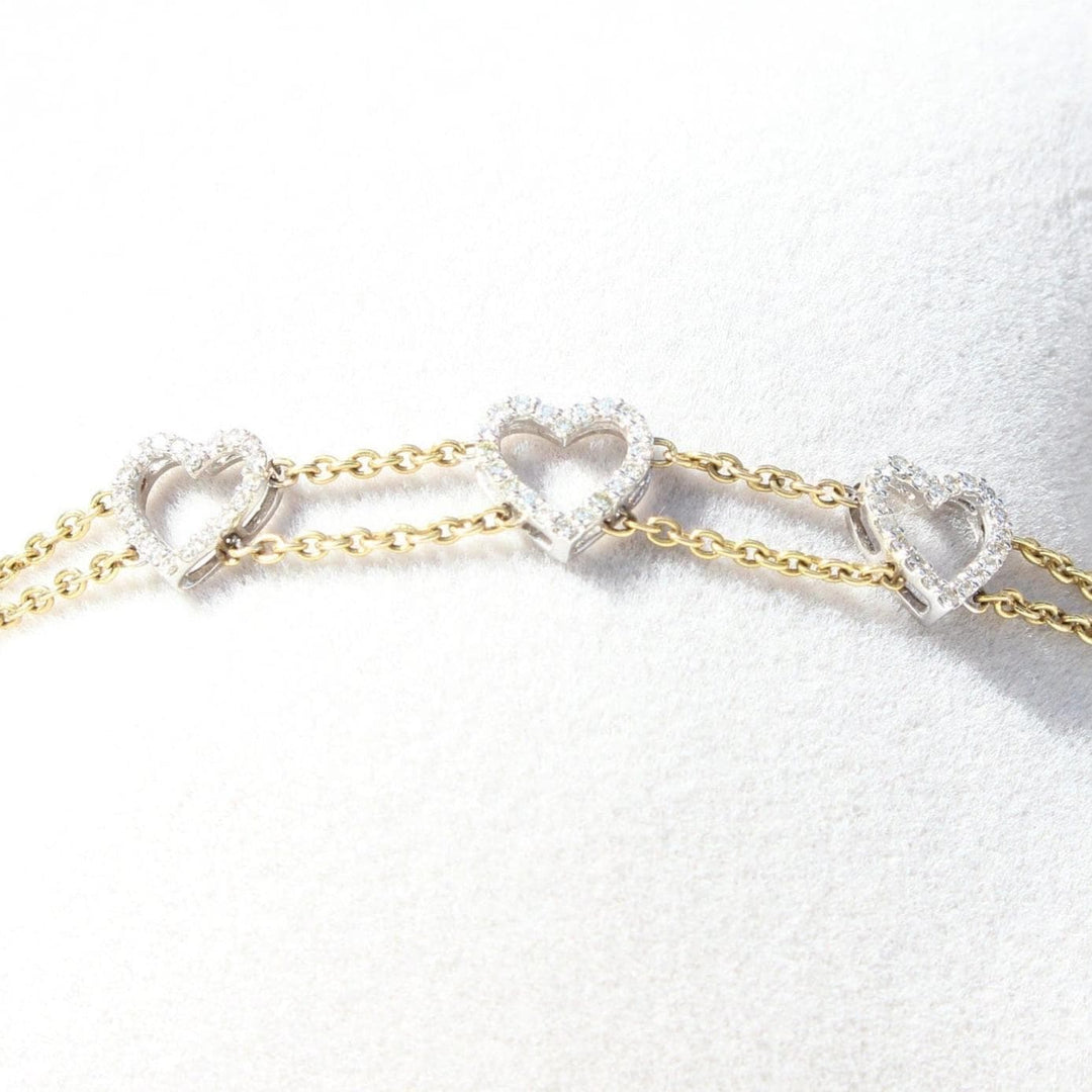 Heart Diamond Bracelet In 14k Solid Gold, Love Bracelet With Natural Diamonds, Gift for Women, Everyday Stackable Jewelry Gift For Her