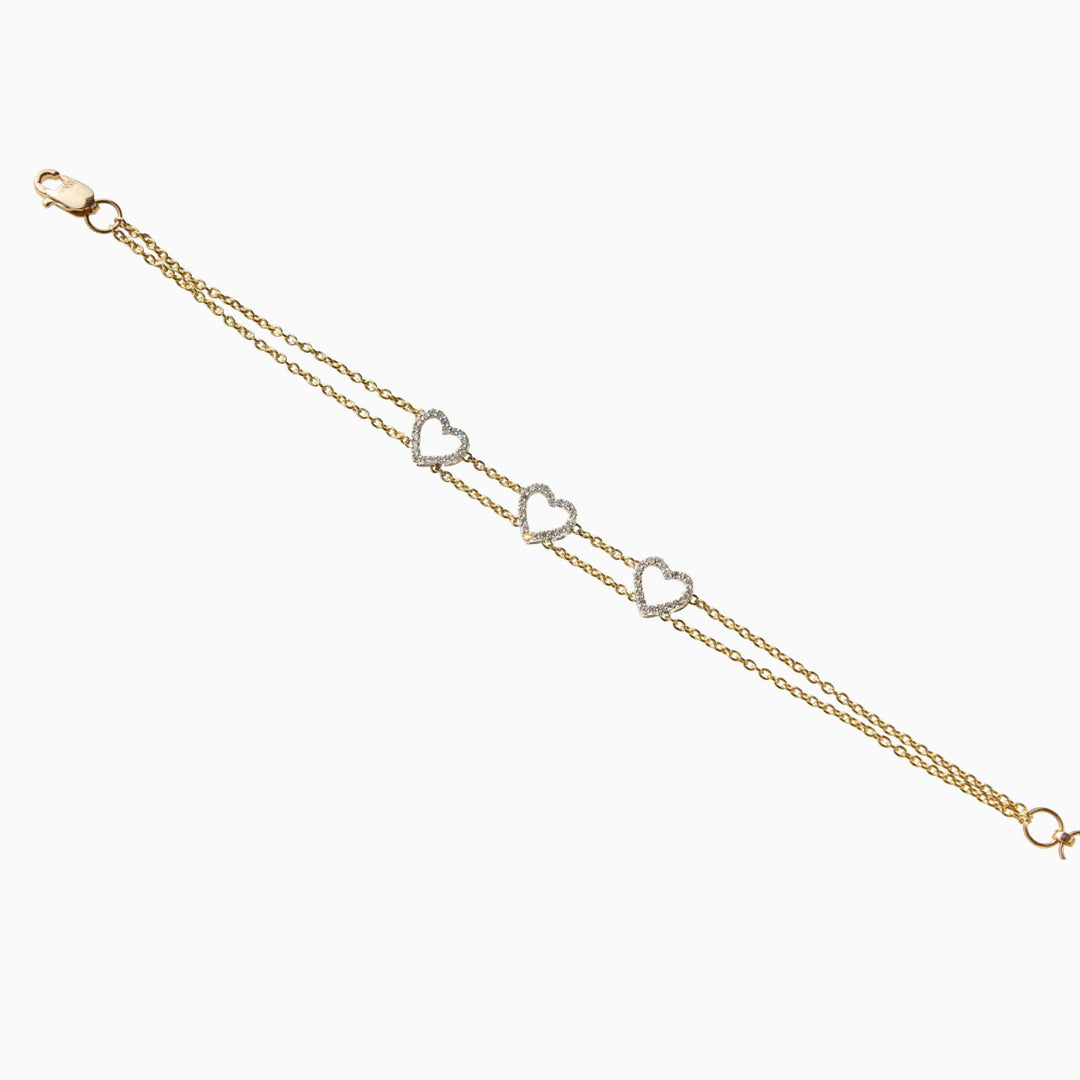 Heart Diamond Bracelet In 14k Solid Gold, Love Bracelet With Natural Diamonds, Gift for Women, Everyday Stackable Jewelry Gift For Her