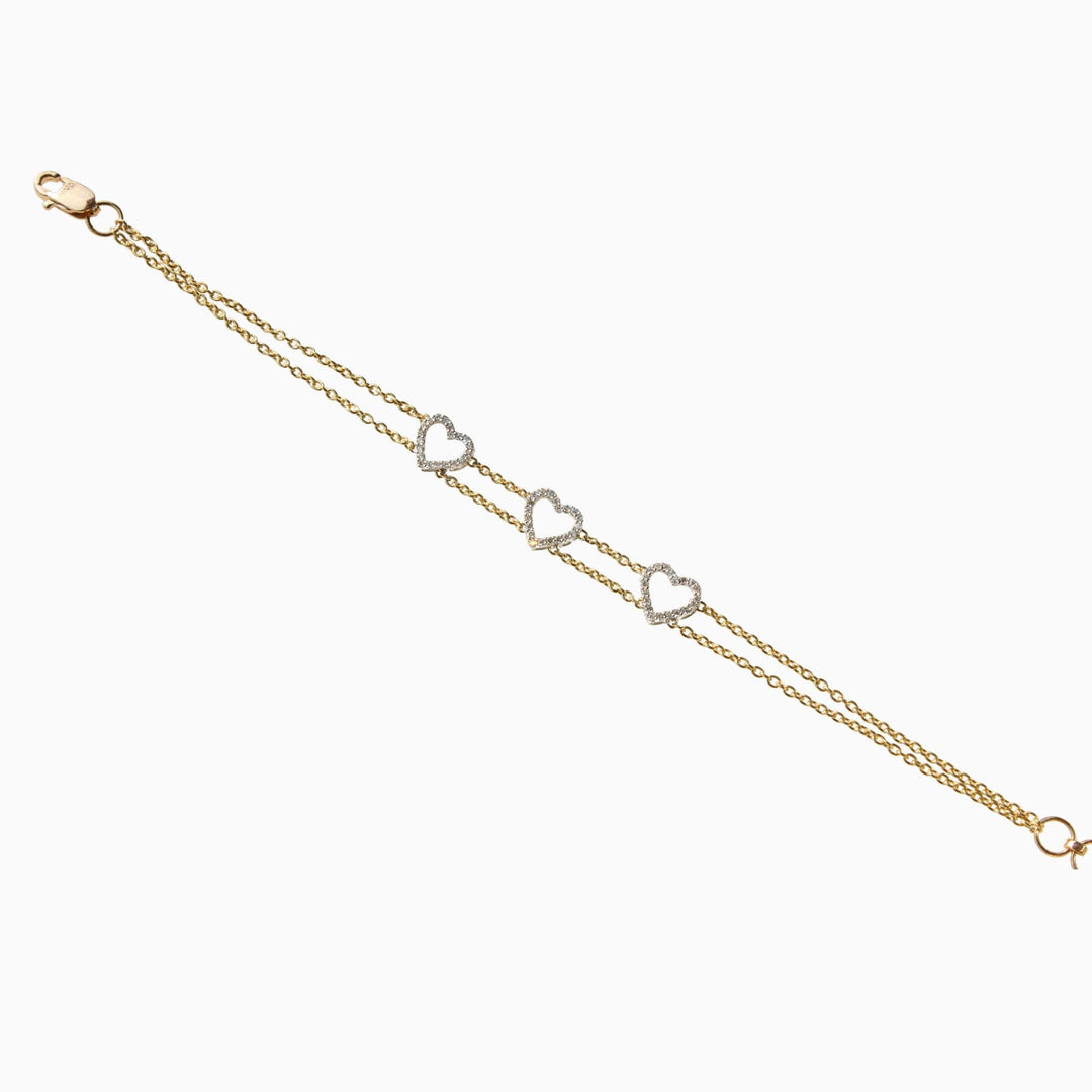 Heart Diamond Bracelet In 14k Solid Gold, Love Bracelet With Natural Diamonds, Gift for Women, Everyday Stackable Jewelry Gift For Her