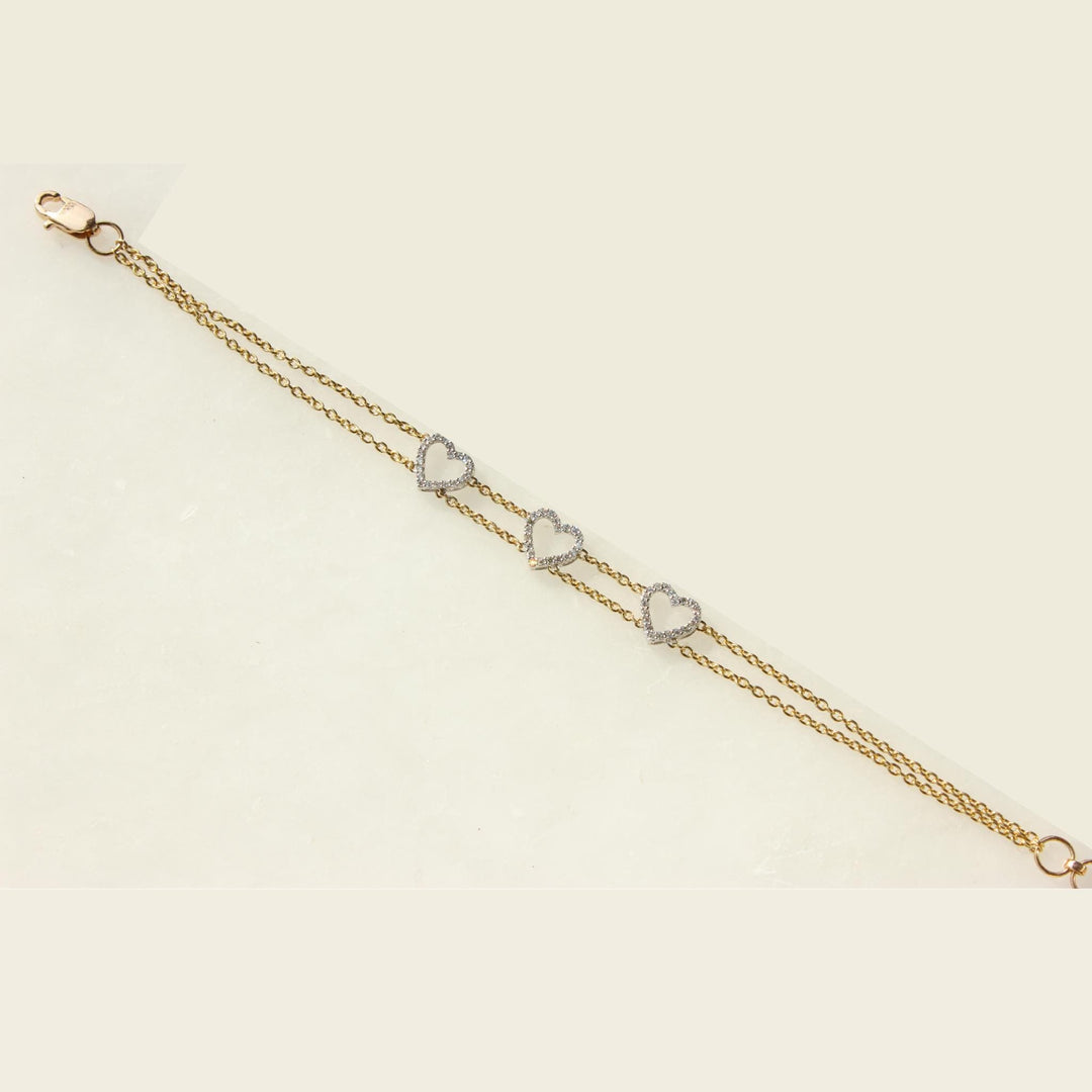 Heart Diamond Bracelet In 14k Solid Gold, Love Bracelet With Natural Diamonds, Gift for Women, Everyday Stackable Jewelry Gift For Her