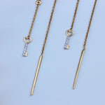 Load image into Gallery viewer, Lock And Key Thread Diamond Earrings, Dangle Diamond Earrings, 14k Solid Gold, Natural Diamonds, , Minimalist Earrings Gift For Her
