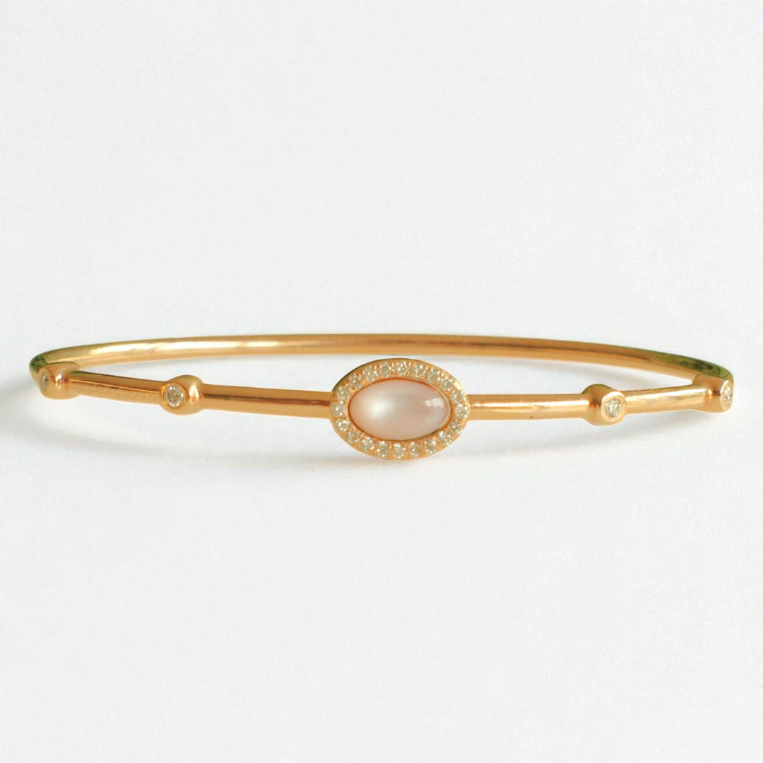 Ellipse Dual Styling Diamond Bracelet, 14k Solid Gold, Natural Diamonds, Mother Of Pearl, Gift For Her